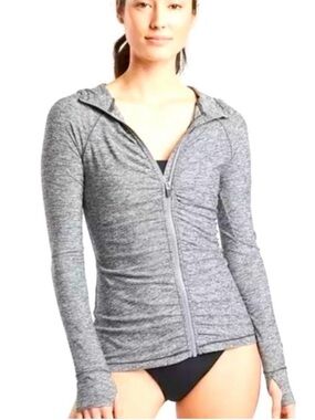 Athleta Pacifica Crosscurrent Heather Gray Zip-Up Hooded Active Jacket